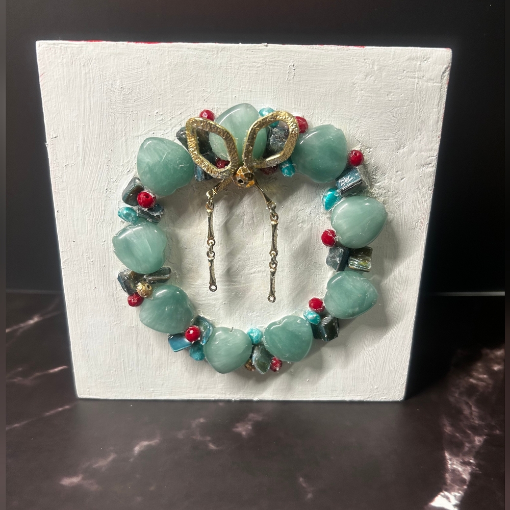 Repurposed Jewelry Christmas Wreath - Picture 2 of 2